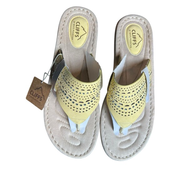 White Mountain Comate Women's Thong Sandals 11W Yellow  Spring Beach‎ Rhinestone - Picture 2 of 9